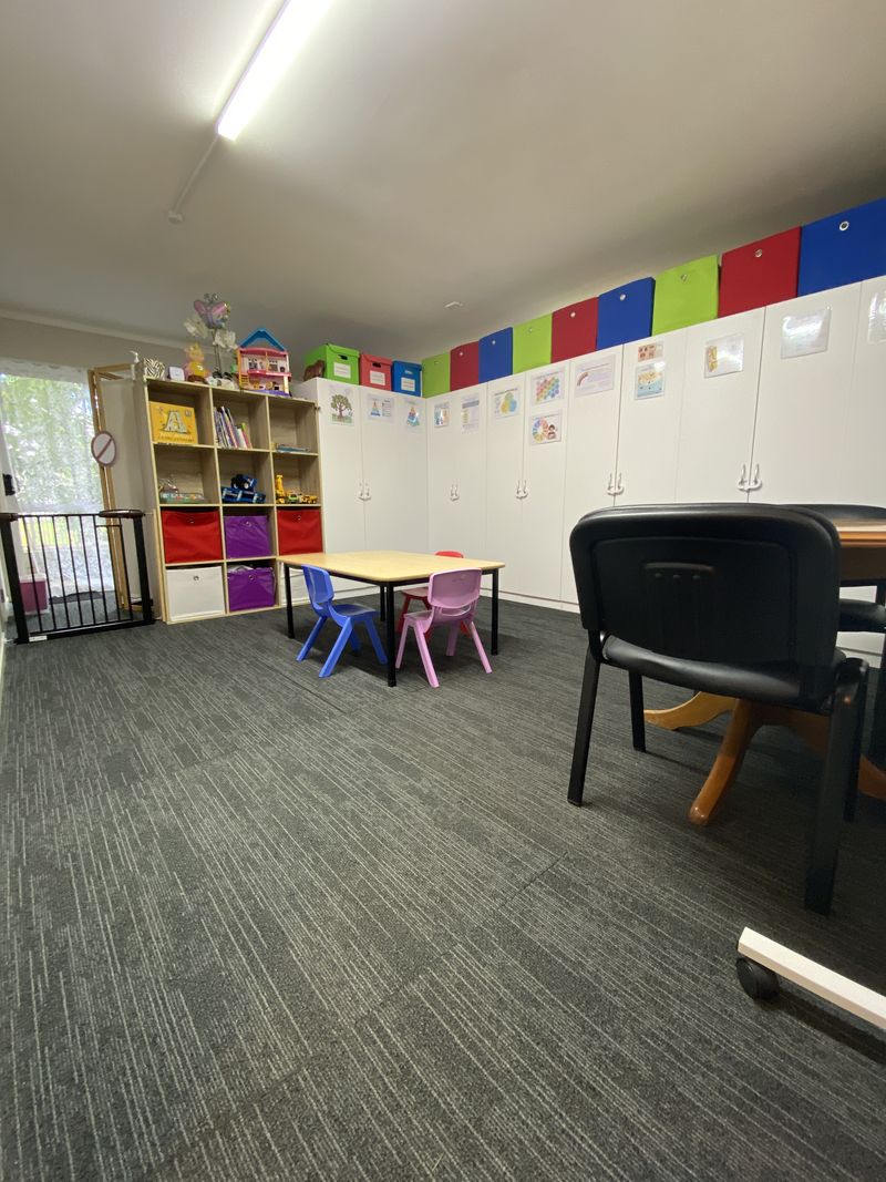 Therapy room set up for 4 to 7 year olds